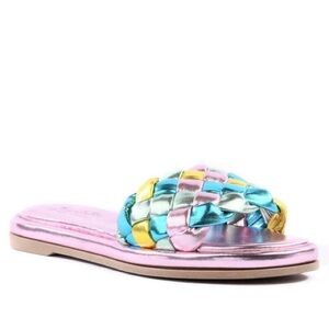 SEYCHELLES BELLISSIMA BRAIDED SLIDE PASTEL RAINBOW 8.5